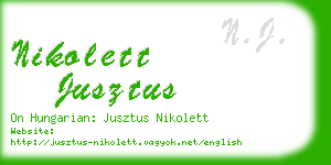 nikolett jusztus business card